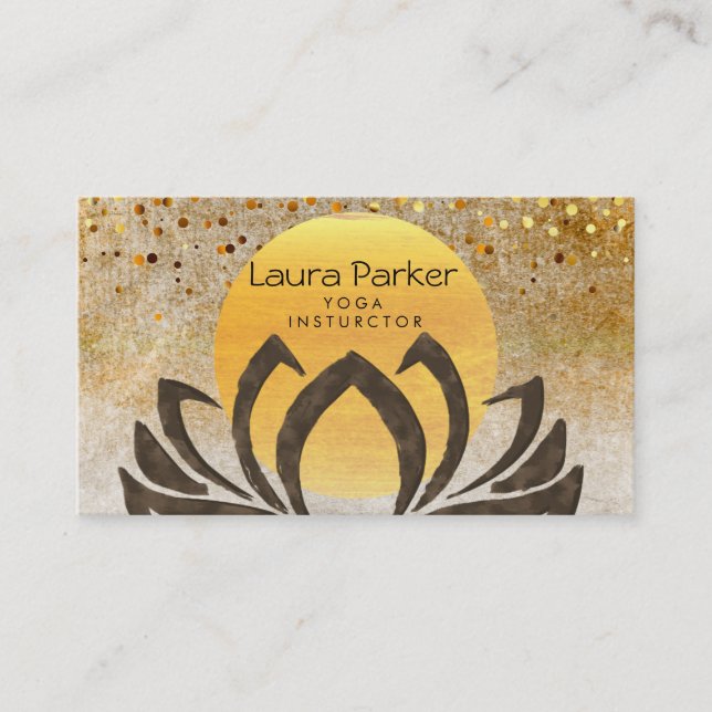 Carte De Visite Aquarelle de fleur de Lotus d'instructeur de yoga (Devant)