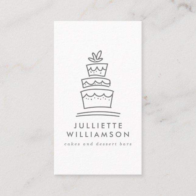 Carte De Visite Aquarelle de gâteau Mariage à main (Devant)