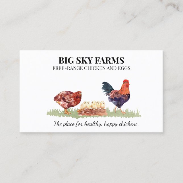 Carte De Visite Aquarelle de la ferme des oeufs de poulet (Devant)