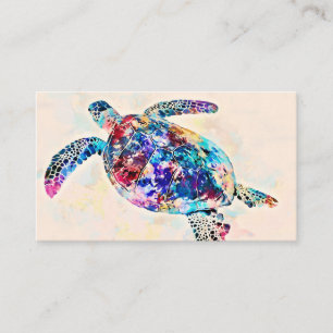Carte De Visite Aquarelle de la tortue de mer d'Hawaï