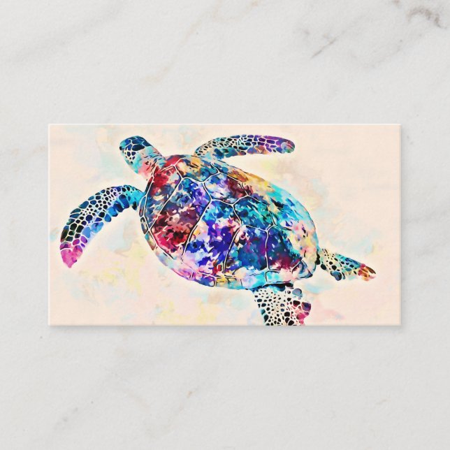 Carte De Visite Aquarelle de la tortue de mer d'Hawaï (Devant)