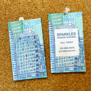 Carte De Visite Aquarelle de lavage de fenêtre commerciale