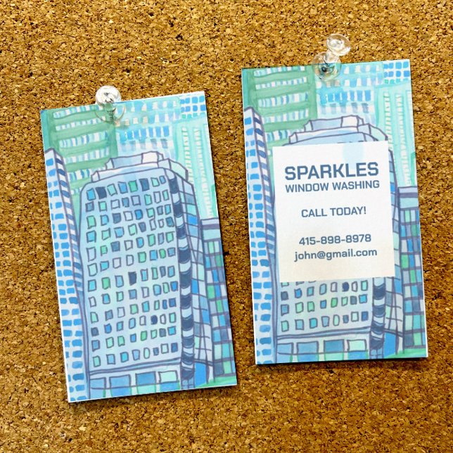 Carte De Visite Aquarelle de lavage de fenêtre commerciale (Créateur téléchargé)