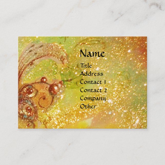 Carte De Visite Aquarelle de l'Imaginaire FAIRY et GRIFFIN Jaune (Devant)