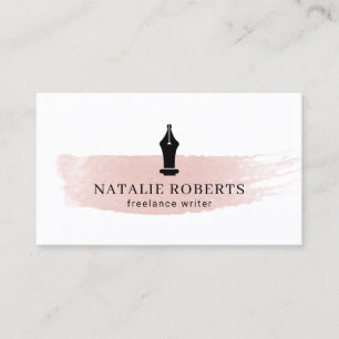 Carte De Visite Aquarelle de logo de graine de stylo d'auteur de