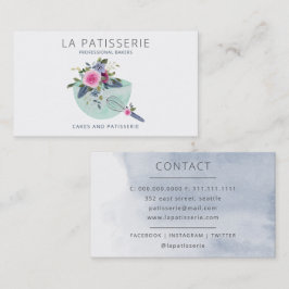 Carte De Visite Aquarelle de menthe moderne Floral boulangerie pât