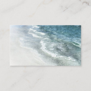 Carte De Visite Aquarelle de plage - Vagues Turquoises de bleu fon