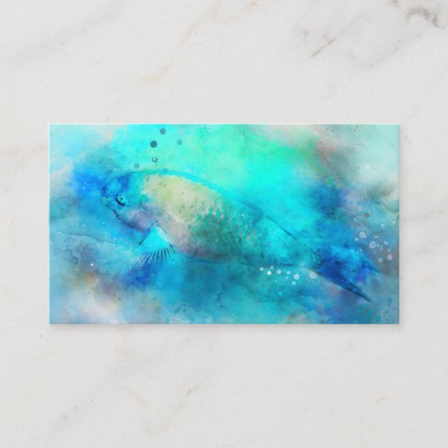 Carte De Visite Aquarelle de poisson tropical hawaïen - Poisson pe (Devant)