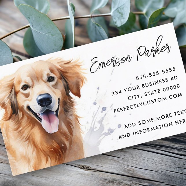 Carte De Visite Aquarelle de récupération d'or (Golden retriever watercolor business card)