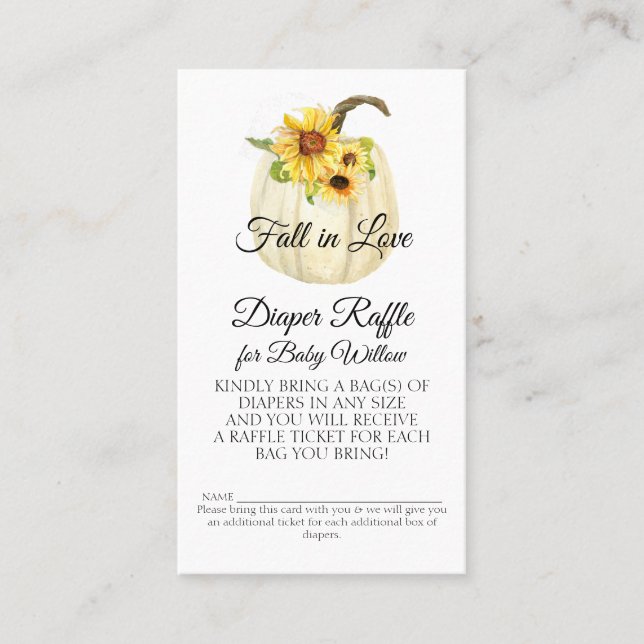 Carte De Visite Aquarelle de tournesol Citrouille de fleurs Raffin (Devant)