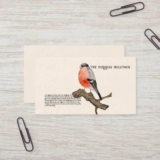 Carte De Visite Aquarelle design forêt oiseau taufinch (Devant/Arrière en situation)