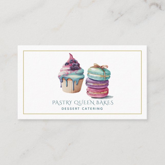Carte De Visite Aquarelle Desserts Boulangerie Baker Dessert Resta (Devant)