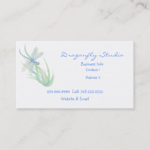 Carte De Visite Aquarelle douce personnalisée Basique de libellule