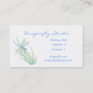 Carte De Visite Aquarelle douce personnalisée Bleu Vert Dragonfly