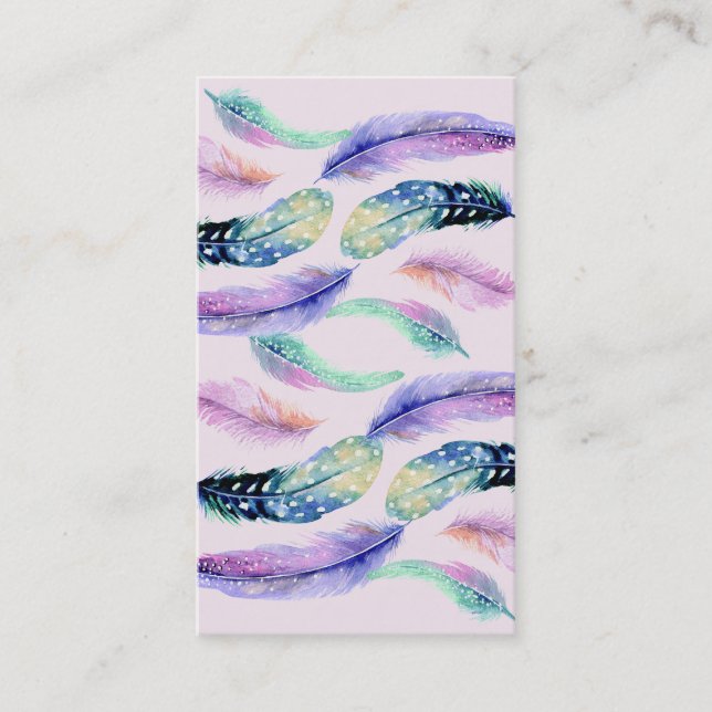 Carte De Visite Aquarelle Dream Catcher Plumes sauvages (Devant)