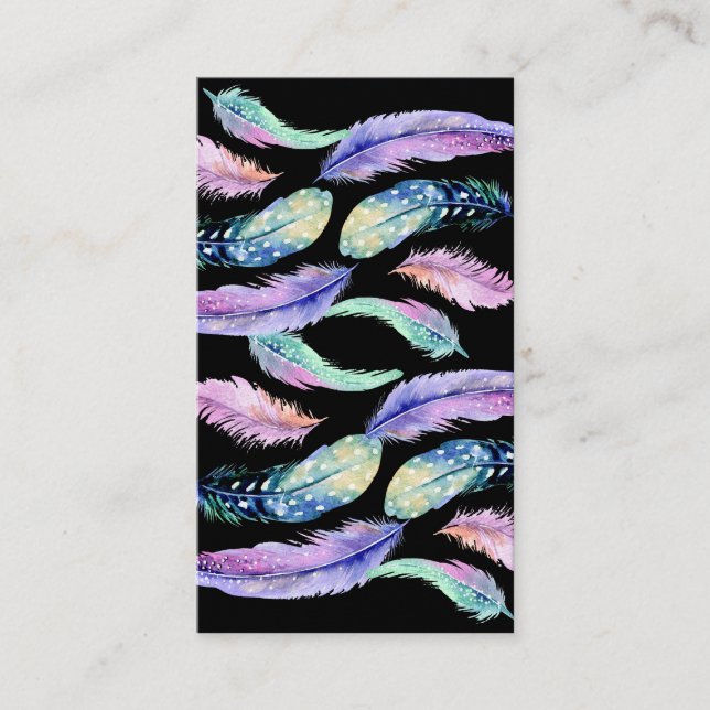 Carte De Visite Aquarelle Dream Catcher Plumes sauvages (Devant)