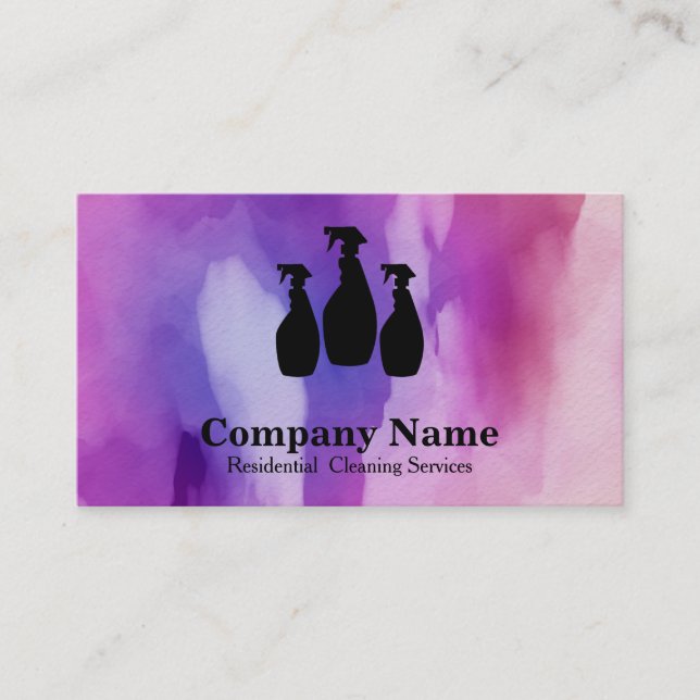 Carte De Visite Aquarelle du service de nettoyage élégant (Devant)