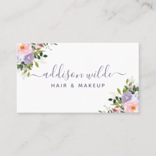 Carte De Visite Aquarelle Élégante à la florale rose pâle