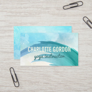 Carte De Visite Aquarelle élégante de turquoise de l'instructeur  