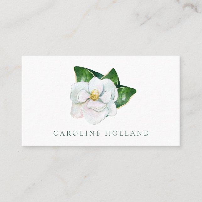 Carte De Visite Aquarelle élégante Magnolia Flower Professional (Devant)
