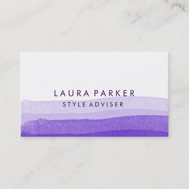 Carte De Visite Aquarelle Élégante Minimale Subtile Purple Splatte (Devant)