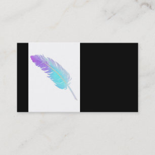 Carte De Visite aquarelle élégante plumes bleu et violet