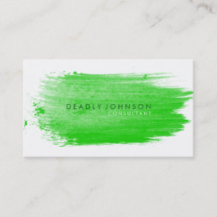 Carte De Visite Aquarelle Élégante Simple Splatter Vert Nature