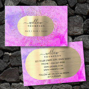 Carte De Visite Aquarelle et marbre pourpre Parties scintillant or