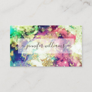 Carte De Visite Aquarelle étincelle Gold Foil Artiste maquillage M