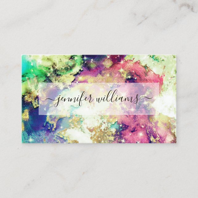 Carte De Visite Aquarelle étincelle Gold Foil Artiste maquillage M (Devant)