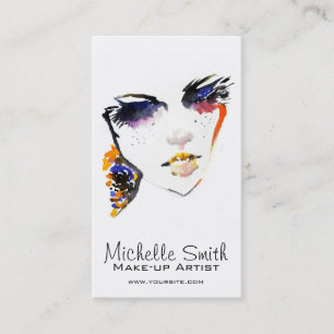 Carte De Visite Aquarelle face longues cils maquillage marque arti