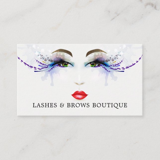 Carte De Visite Aquarelle Fantastique Eyelash Face Professionnel (Devant)