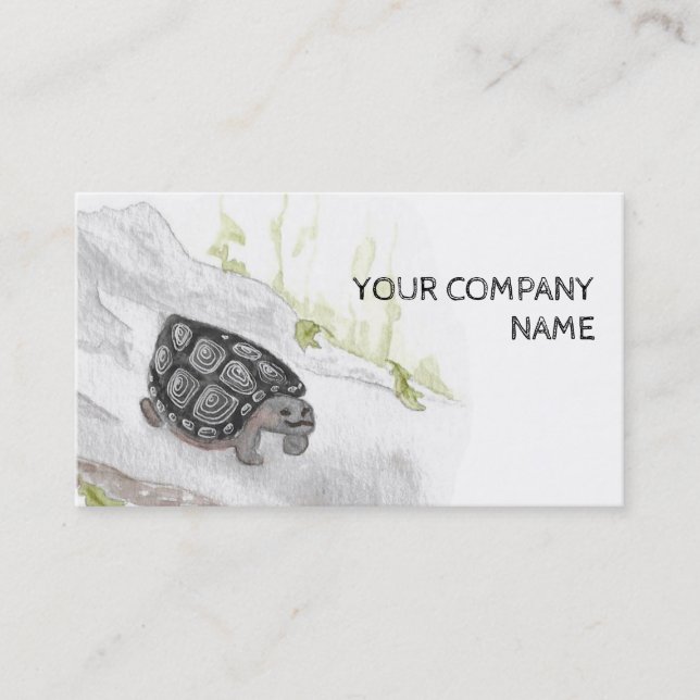 Carte De Visite Aquarelle Faune Nature Tortue des forêts (Devant)
