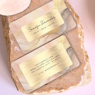 Carte De Visite Aquarelle Faux Gold Foil Blush Pink Élégant