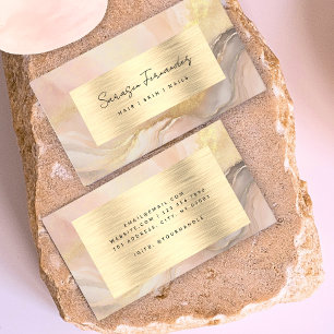 Carte De Visite Aquarelle Faux Gold Foil Blush Pink Élégant