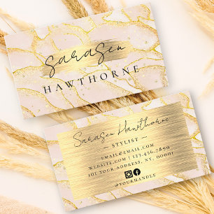 Carte De Visite Aquarelle Faux Gold Foil brossé Parties scintillan