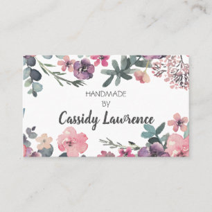 Carte De Visite Aquarelle féminine Floral artisanal