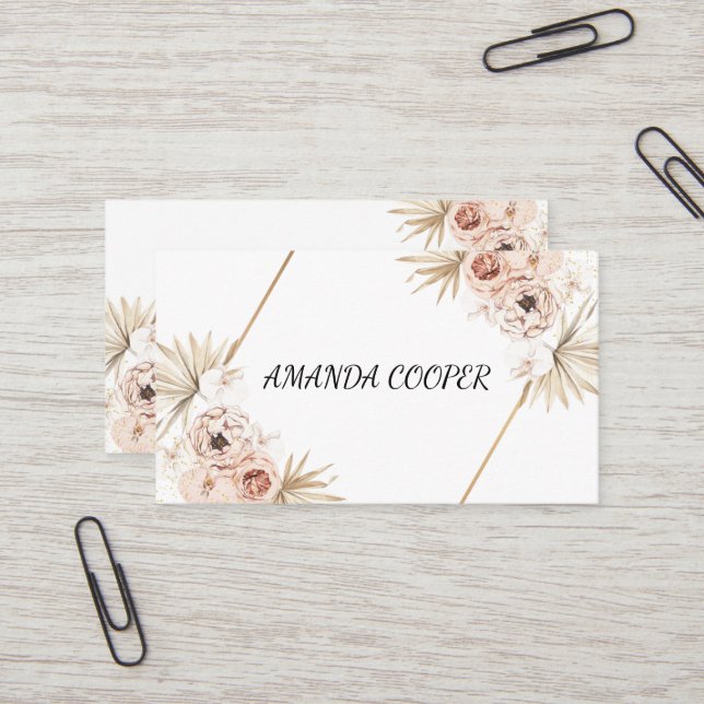 Carte De Visite Aquarelle féminine rose pâle  (Devant/Arrière en situation)
