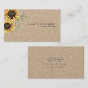Carte De Visite Aquarelle Fleur Solaire Eucalyptus