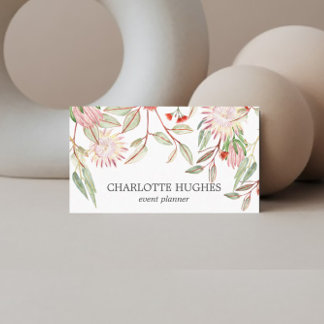 Carte De Visite Aquarelle Fleurs australiennes Blush Rose & Grey