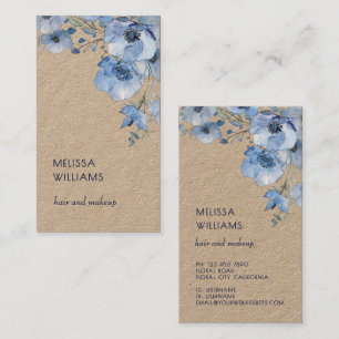 Carte De Visite Aquarelle Fleurs Bleues Rustiques