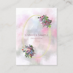 Carte De Visite Aquarelle Fleurs Or Frame Professionnel tendance
