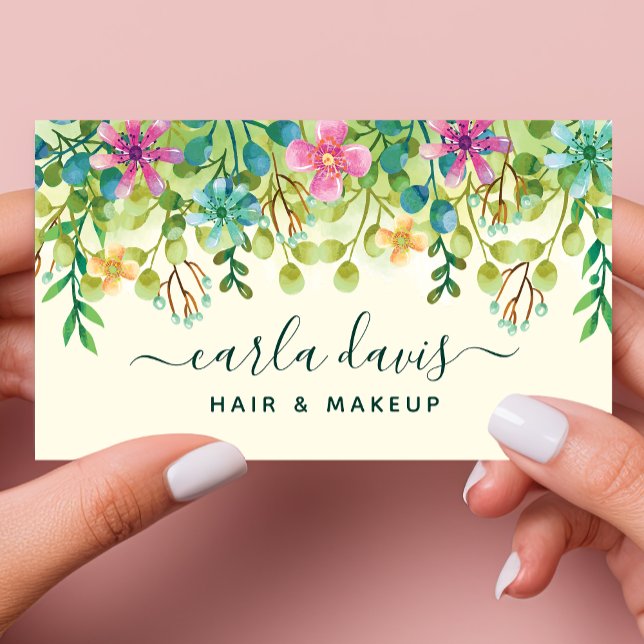 Carte De Visite Aquarelle Floral Élégant Chic Bouquet Girly (Créateur téléchargé)
