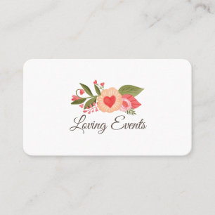 Carte De Visite Aquarelle florale de coeur mou et blanc