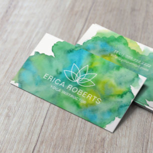 Carte De Visite Aquarelle florale de logo de Lotus d'instructeur