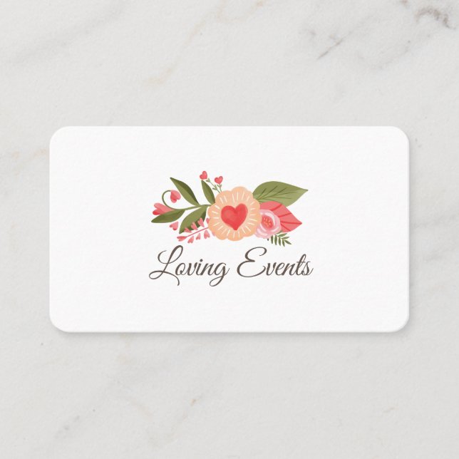 Carte De Visite Aquarelle florale du coeur mou et capricieux (Devant)