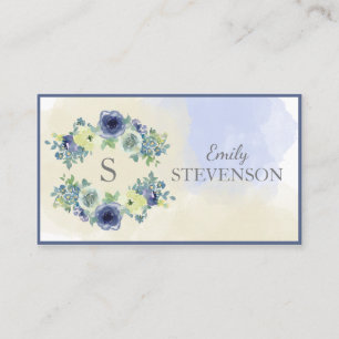 Carte De Visite Aquarelle florale Élégant Monogramme