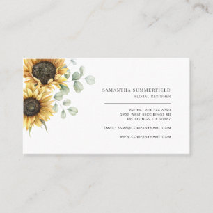 Carte De Visite Aquarelle Florale Fleur de soleil fleurir