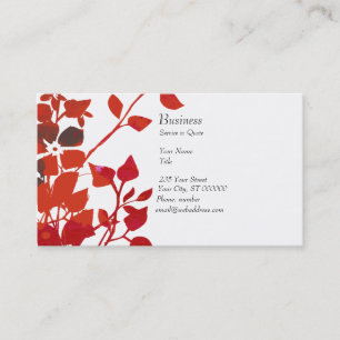 Carte De Visite Aquarelle Florale Fleurs rouges modernes en blanc