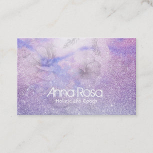 Carte De Visite *~* Aquarelle Florale Lavande Parties scintillant 